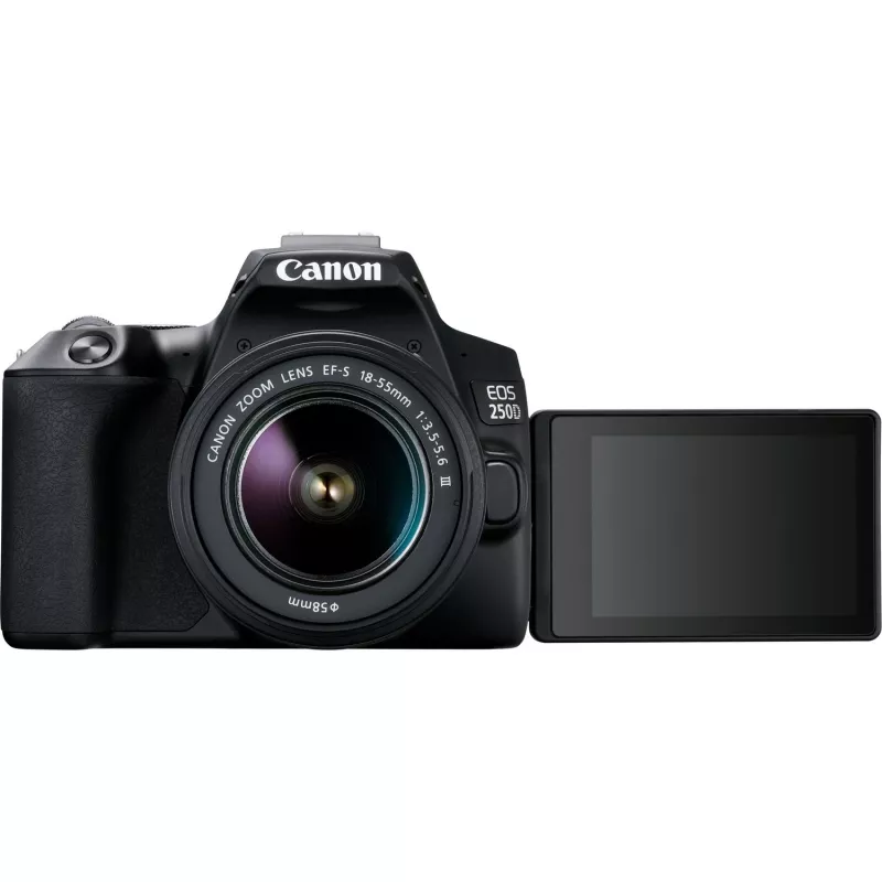 Canon EOS 250D + EF-S 18-55mm f/3.5-5.6 III SLR Camera Kit 24.1 MP CMOS 6000 x 4000 pixels Czarny