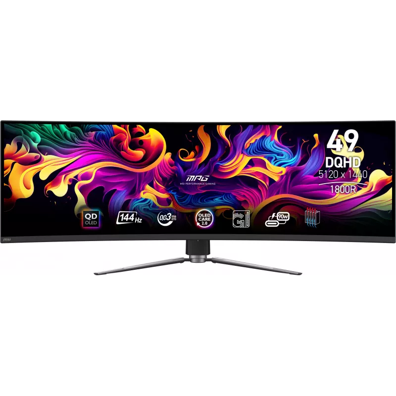 Monitor komputerowy MSI MPG 491CQP QD-OLED 124.5 cm (49 cali) 5120 x 1440 pikseli DQHD Czarny