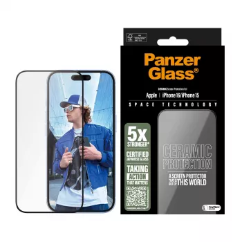 PanzerGlass ® Ceramiczna osłona ekranu iPhone 16 | 15 | Ultra-Wide Fit z EasyAligner