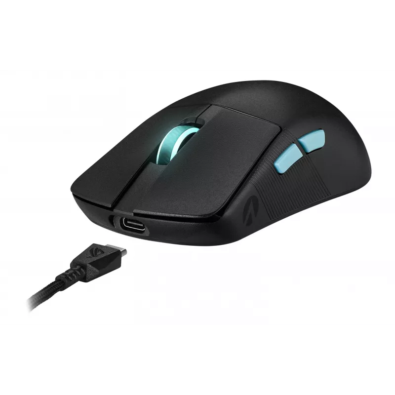 Mysz gamingowa ASUS ROG Harpe Ace Aim Lab Edition, ambidekstralna, RF Wireless + Bluetooth + USB Type-A, optyczna, 36000 DPI