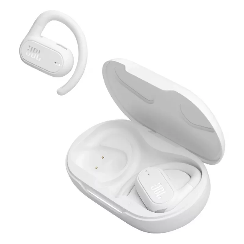 Zestaw słuchawkowy JBL Soundgear Sense True Wireless Stereo (TWS) z zaczepami na uszy, do rozmów/muzyki, USB Type-C, Bluetooth, biały