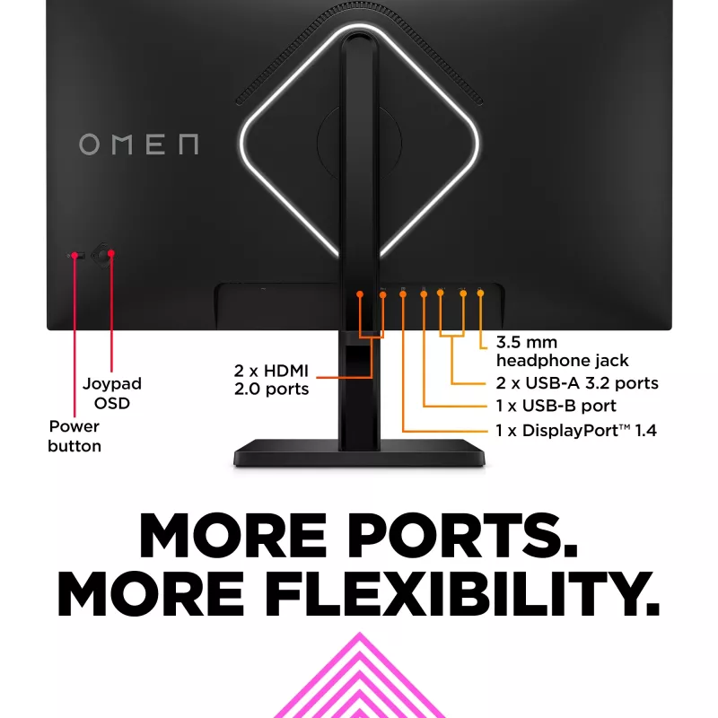 Monitor gamingowy OMEN by HP 27 cali QHD 240 Hz - OMEN 27qs, 68.6 cm (27 cali), 2560 x 1440 pikseli, Quad HD, LCD, 1 ms, Czarny