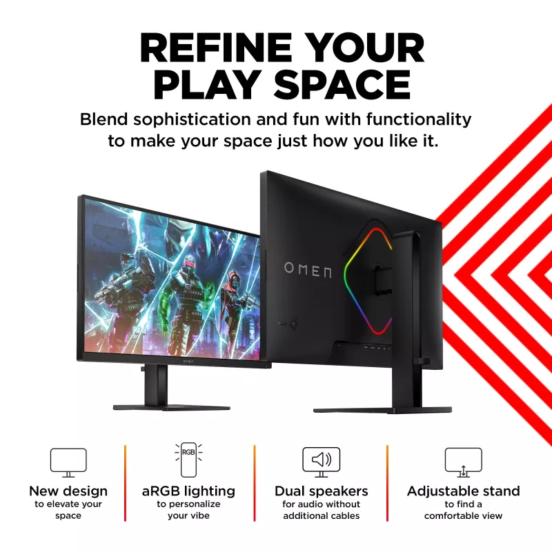 Monitor gamingowy OMEN by HP 27 cali QHD 240 Hz - OMEN 27qs, 68.6 cm (27 cali), 2560 x 1440 pikseli, Quad HD, LCD, 1 ms, Czarny
