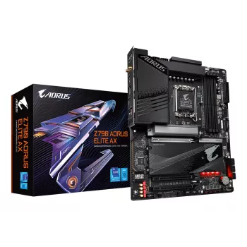 Płyta główna GIGABYTE Z790 AORUS ELITE AX - obsługuje procesory Intel Core 14. generacji, 16*+2+1 faz cyfrowego VRM, do 7600 MHz DDR5 (OC), 4x PCIe 4.0 M.2, Wi-Fi 6E, 2,5GbE LAN, USB 3.2 Gen 2x2