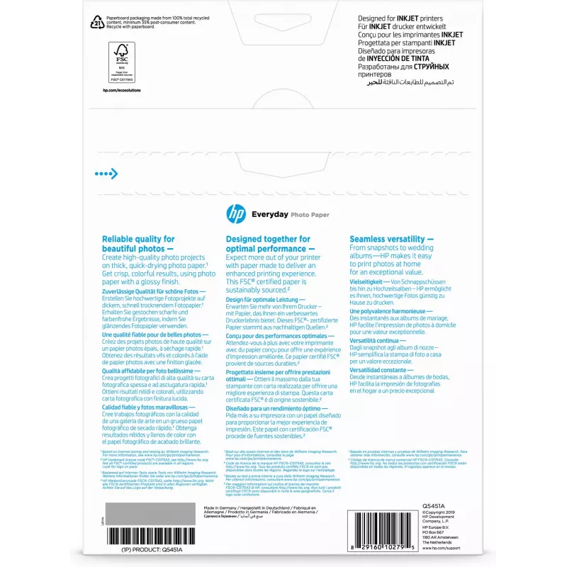 HP Everyday Photo Paper, Glossy, 200 g/m², A4 (210 x 297 mm), 25 arkuszy