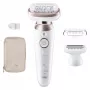 Epilator BRAUN Silk-épil 9 Flex 9-030 — 40 pęset MicroGrip, bezprzewodowy, Wet & Dry, masaż, Biały/Różowy