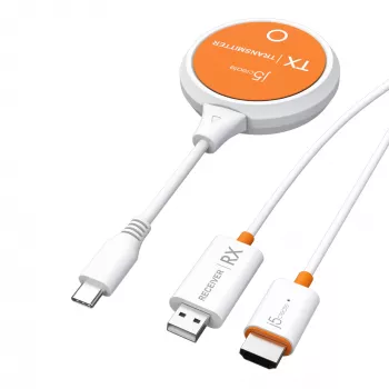 j5create JVAW62 ScreenCast USB-C® bezprzewodowy przedłużacz wyświetlacza HDMI™, biały i pomarańczowy