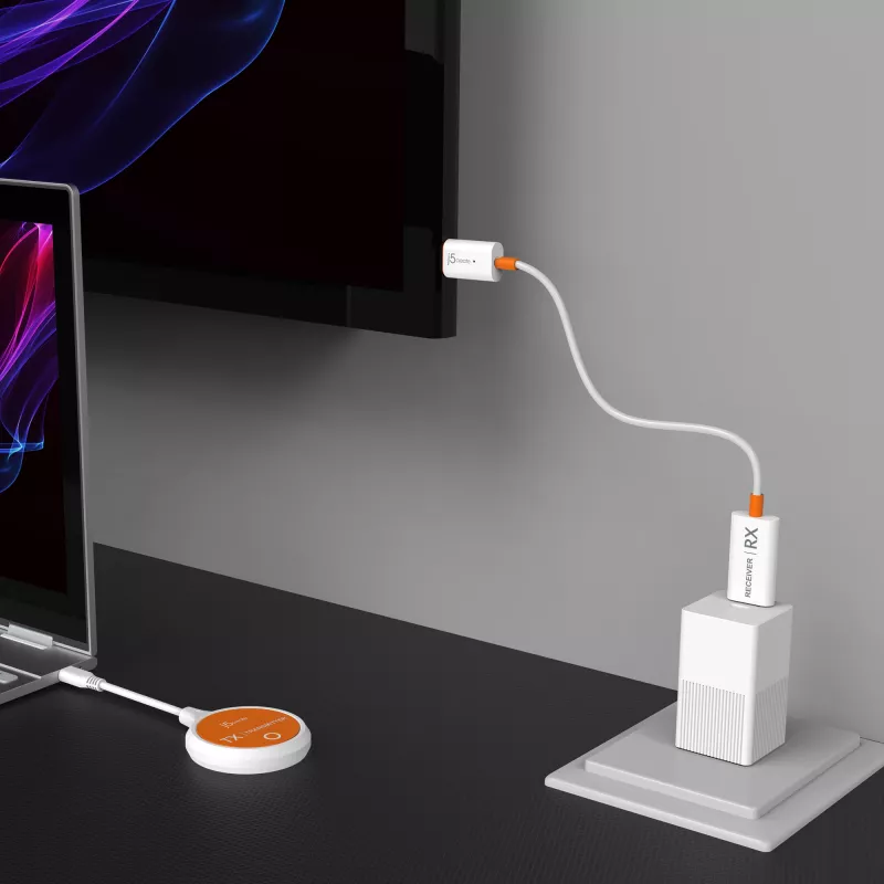 j5create JVAW62 ScreenCast USB-C® bezprzewodowy przedłużacz wyświetlacza HDMI™, biały i pomarańczowy