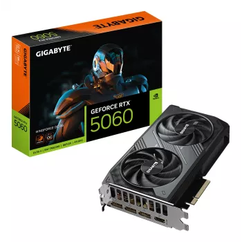 Karta graficzna GIGABYTE GeForce RTX 5060 WINDFORCE OC 8G - 8 GB GDDR7, 128-bit, PCI-E 5.0, zegar rdzenia 2512 MHz, 3 x DisplayPort, 1 x HDMI, GV-N5060WF2OC-8GD