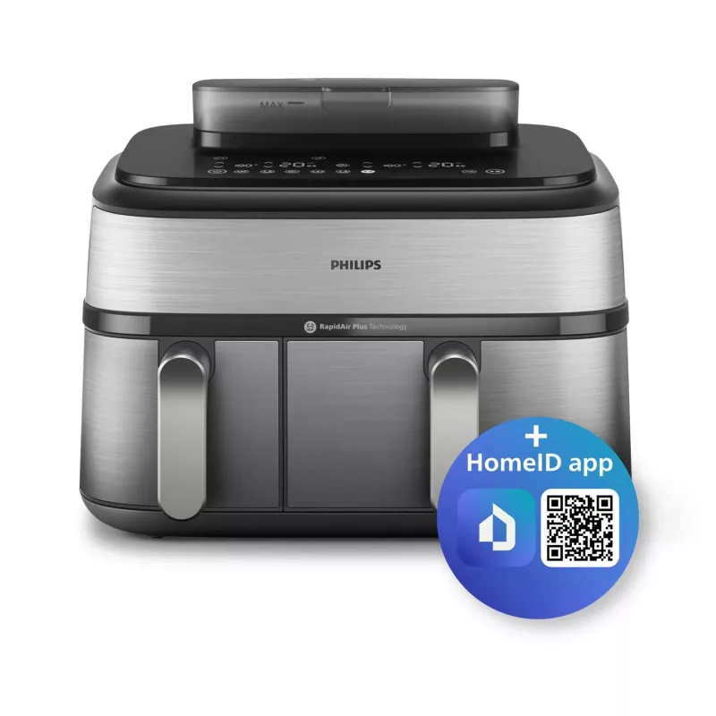 Frytkownica Philips 5000 series NA555/00 Podwójna 9 L Wolnostojąca 2750 W Gorące powietrze Srebrny