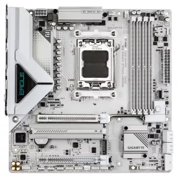 Płyta główna GIGABYTE B850M EAGLE WIFI6E ICE - procesory AMD Ryzen 9000 Series, 8+2+2 fazy cyfrowego VRM, do 8200 MHz DDR5 (OC), 1xPCIe 5.0 + 1xPCIe 4.0 M.2, Wi-Fi 6E, 2,5 GbE LAN, USB 3.2 Gen 2