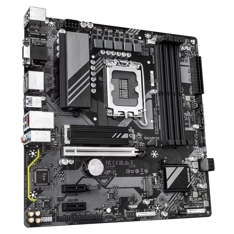Płyta główna GIGABYTE B760M DS3H GEN5 - obsługuje procesory Intel Core 14. generacji, 6+2+1 faz cyfrowego VRM, do 5600 MHz DDR5, 2xPCIe 4.0 M.2, 2.5GbE LAN, USB 3.2 Gen2