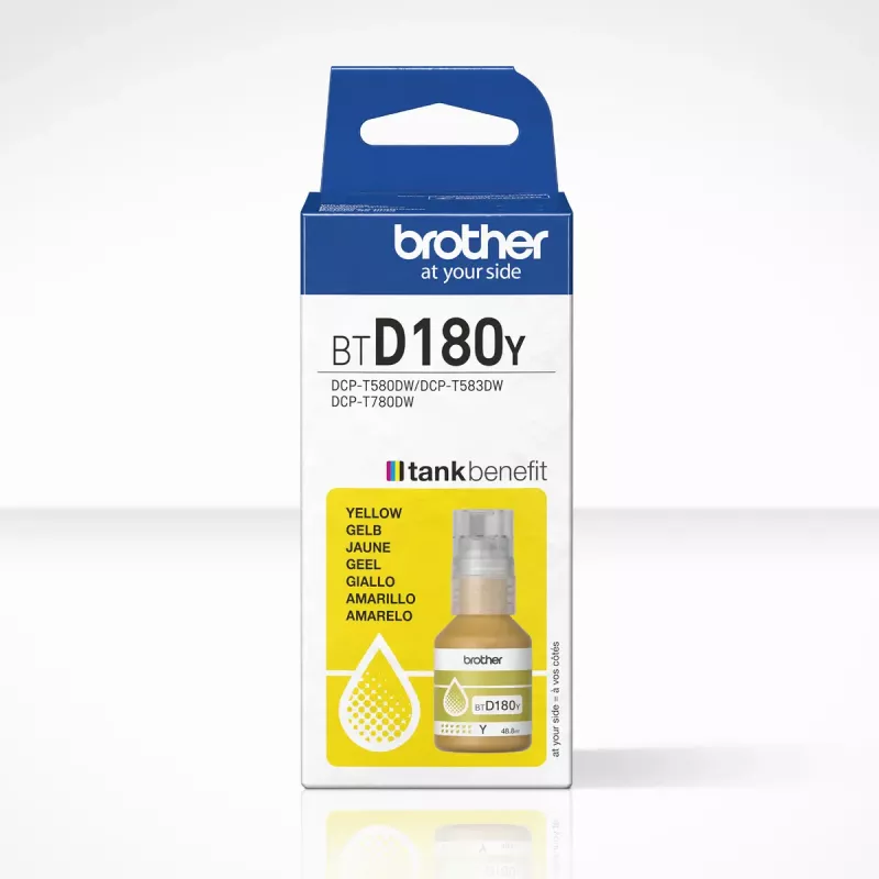 Oryginalna butelka z tuszem Brother BTD180Y żółty