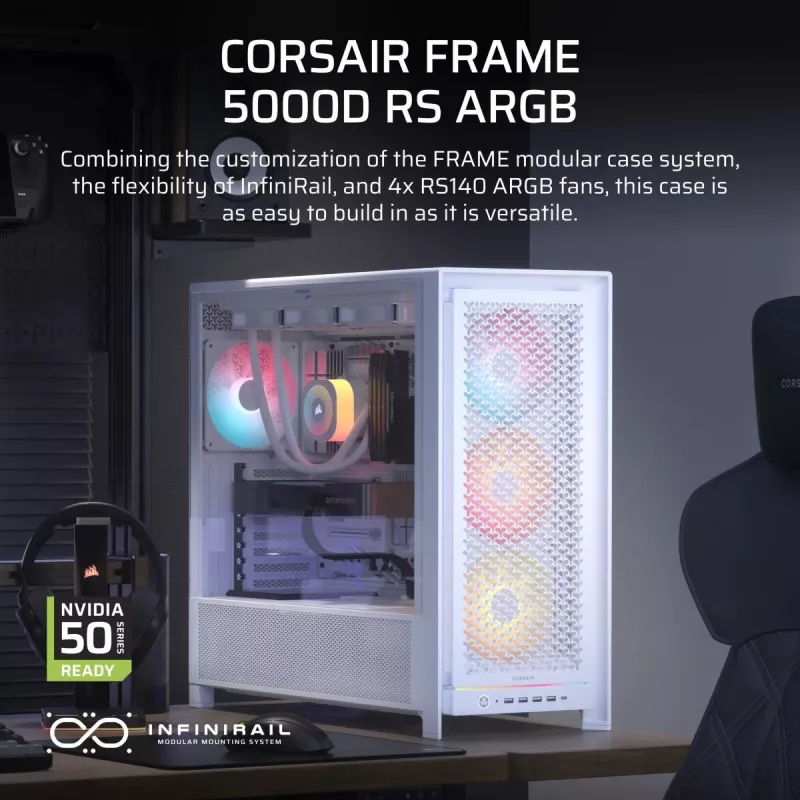 Obudowa CORSAIR FRAME 5000D RS ARGB High-airflow Mid-tower - Biała