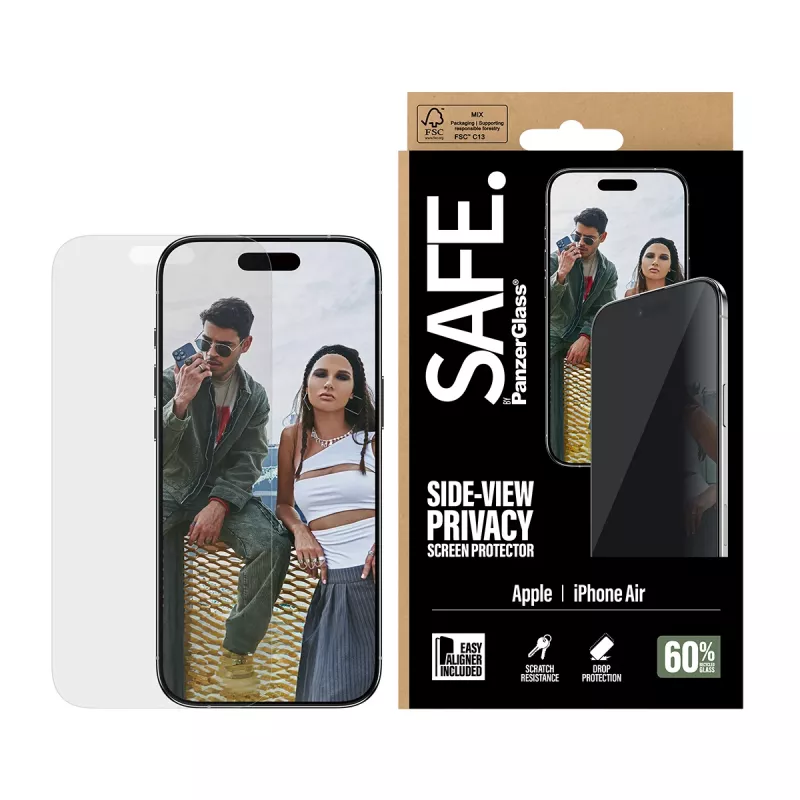 Szkło ochronne PanzerGlass SAFE. Privacy do Apple iPhone Air — hartowane szkło, ultra szerokie dopasowanie, EasyAligner, odporne na zarysowania i wstrząsy