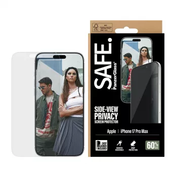 PanzerGlass SAFE. by ® 2-Way Privacy Screen Protector iPhone 17 Pro Max | Ultra-Wide Fit z EasyAligner