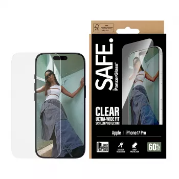 PanzerGlass SAFE. by ® Screen Protector iPhone 17 Pro | Ultra-Wide Fit z EasyAligner
