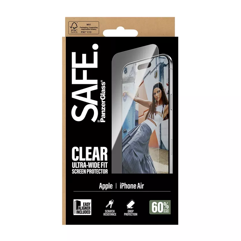 PanzerGlass SAFE. by ® Szkło ochronne do iPhone Air | Ultra-Wide Fit z EasyAligner