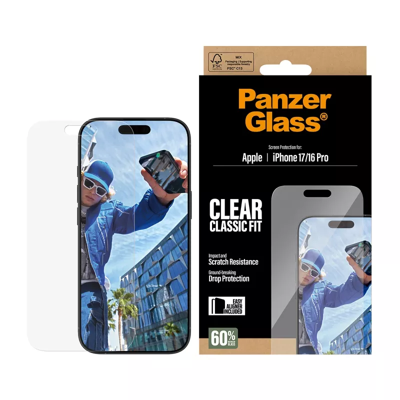 PanzerGlass ® Screen Protector iPhone 17 | iPhone 16 Pro | Classic Fit z EasyAligner