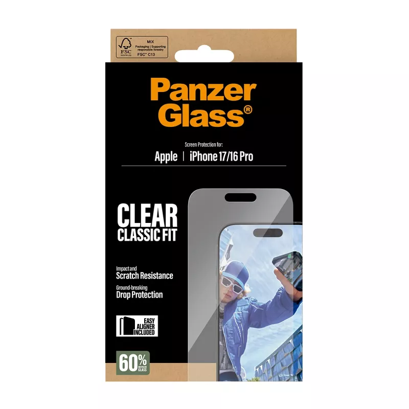 PanzerGlass ® Screen Protector iPhone 17 | iPhone 16 Pro | Classic Fit z EasyAligner