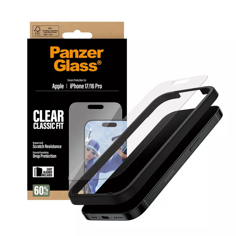 PanzerGlass ® Screen Protector iPhone 17 | iPhone 16 Pro | Classic Fit z EasyAligner