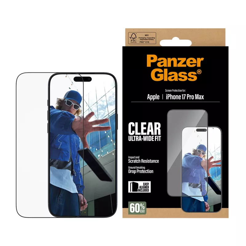PanzerGlass ® Screen Protector iPhone 17 Pro Max | Ultra-Wide Fit z EasyAligner
