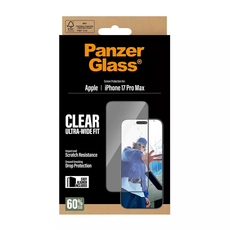 PanzerGlass ® Screen Protector iPhone 17 Pro Max | Ultra-Wide Fit z EasyAligner