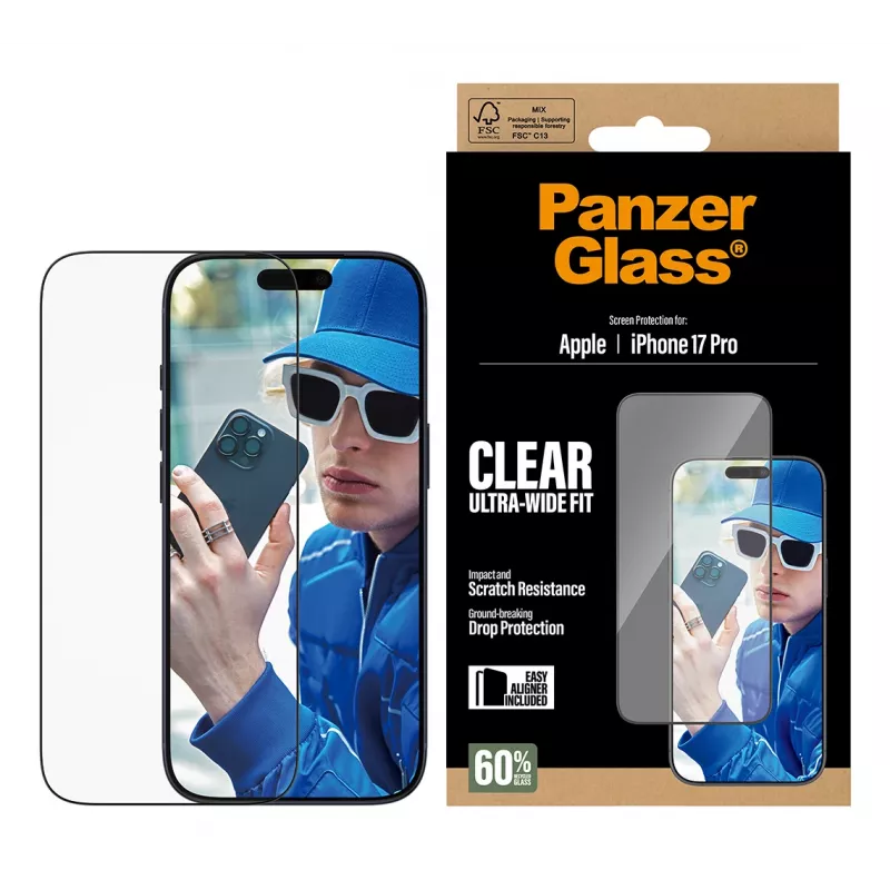Szkło ochronne PanzerGlass iPhone 17 Pro Ultra-Wide Fit EasyAligner Odporne na zarysowania i wstrząsy