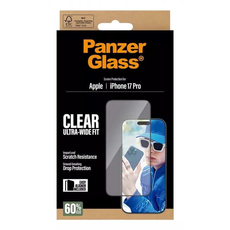 Szkło ochronne PanzerGlass iPhone 17 Pro Ultra-Wide Fit EasyAligner Odporne na zarysowania i wstrząsy