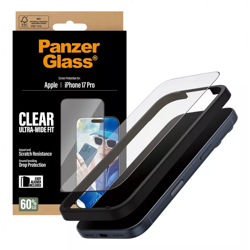 Szkło ochronne PanzerGlass iPhone 17 Pro Ultra-Wide Fit EasyAligner Odporne na zarysowania i wstrząsy
