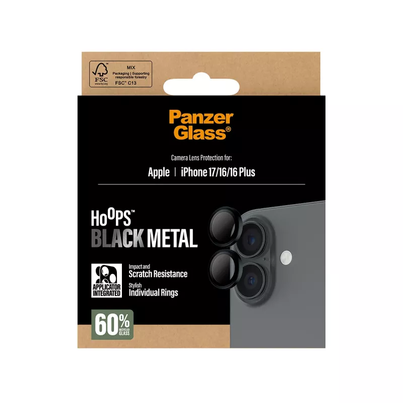 PanzerGlass ® Hoops® Osłona obiektywu aparatu Czarny iPhone 17 | iPhone 16 | 16 Plus