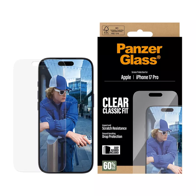 Szkło ochronne PanzerGlass iPhone 17 Pro Classic Fit EasyAligner Odporne na zarysowania i wstrząsy