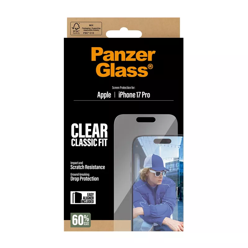 Szkło ochronne PanzerGlass iPhone 17 Pro Classic Fit EasyAligner Odporne na zarysowania i wstrząsy