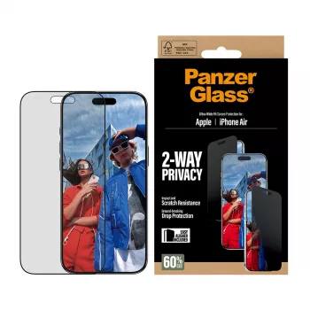 PanzerGlass ® Dwukierunkowa nakładka ochronna z filtrem prywatności do iPhone Air | Ultra-Wide Fit z EasyAligner