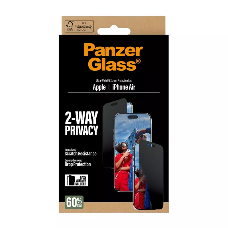 PanzerGlass ® Dwukierunkowa nakładka ochronna z filtrem prywatności do iPhone Air | Ultra-Wide Fit z EasyAligner