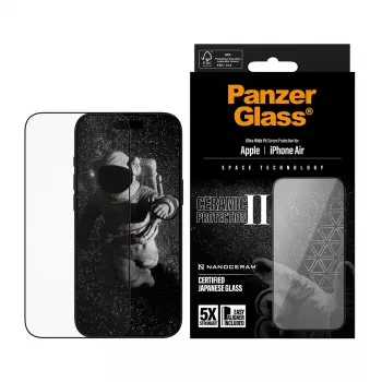 Szkło ochronne PanzerGlass Ceramic II do iPhone Air Ultra-Wide Fit z EasyAligner Hartowane szkło PET Silikon Przezroczyste 1 szt.