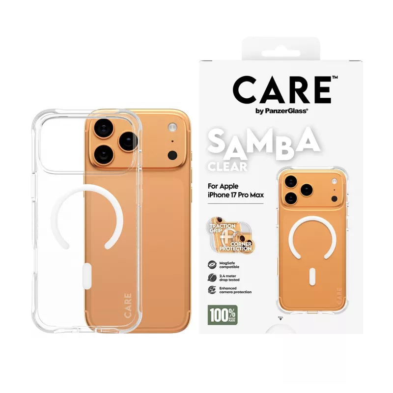 PanzerGlass CARE™ by ® Samba Case Transparent z Białym MagSafe iPhone 17 Pro Max