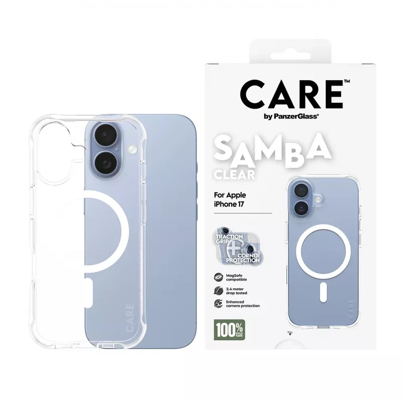 Etui PanzerGlass CARE by Fashionable Case Samba Przezroczyste z Białym MagSafe iPhone 17