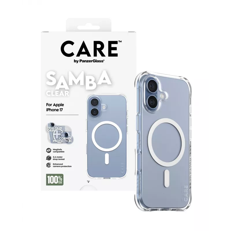 Etui PanzerGlass CARE by Fashionable Case Samba Przezroczyste z Białym MagSafe iPhone 17