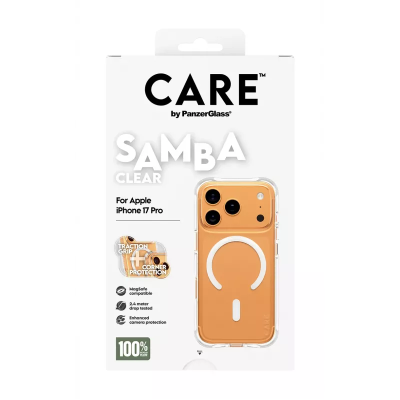PanzerGlass CARE™ by ® Samba Case Transparent w. White MagSafe iPhone 17 Pro
