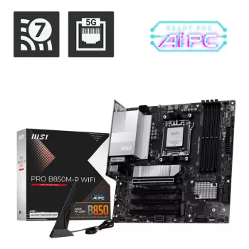Płyta główna MSI PRO B850M-P WIFI micro ATX, AMD B850, Socket AM5, 4×DDR5 DIMM, 3×M.2, Wi‑Fi 7, 5Gb LAN