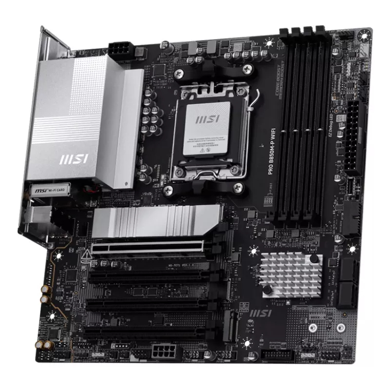 Płyta główna MSI PRO B850M-P WIFI micro ATX, AMD B850, Socket AM5, 4×DDR5 DIMM, 3×M.2, Wi‑Fi 7, 5Gb LAN