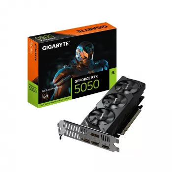 Karta graficzna GIGABYTE GeForce RTX 5050 OC Low Profile 8G - 8 GB GDDR6, 128-bit, PCI-E 5.0, zegar rdzenia 2587 MHz, 2 x DP, 2 x HDMI, NVIDIA DLSS 4, GV-N5050OC-8GL
