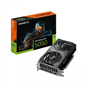 Karta graficzna GIGABYTE GeForce RTX 5050 WINDFORCE OC 8G - 8 GB GDDR6, 128-bit, PCI-E 5.0, zegar rdzenia 2587 MHz, 2 x DP, 2 x HDMI, NVIDIA DLSS 4, GV-N5050WF2OC-8GD