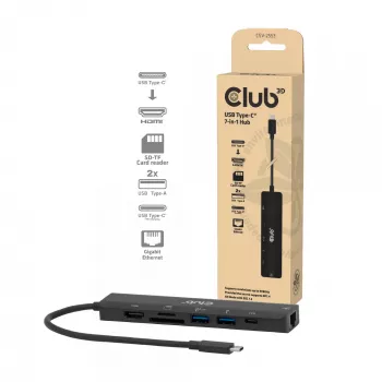 CLUB3D CSV-2553 koncentrator interfejsów USB Type-C 5000 Mbit/s Czarny