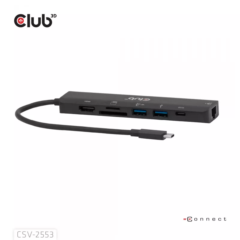 CLUB3D CSV-2553 koncentrator interfejsów USB Type-C 5000 Mbit/s Czarny