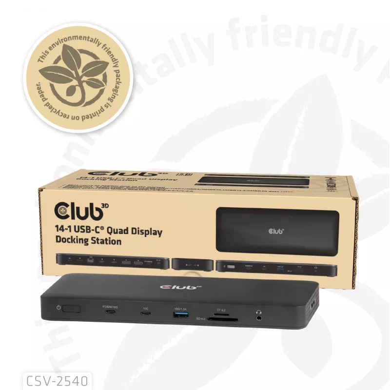 Stacja dokująca CLUB 3D 14-1 USB-C Quad Display USB4 z 2× portami USB 2.0