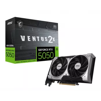 Karta graficzna MSI GeForce RTX 5050 8 GB GDDR6, PCIe 5.0, 2560 CUDA, 2602 MHz boost, 128-bit, 3x DP 2.1b + 1x HDMI 2.1b, 130 W, 2 wentylatory