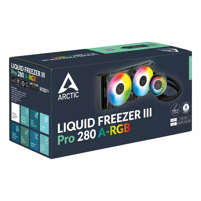 ARCTIC Liquid Freezer III Pro 280 A-RGB - Wielokompatybilny, wszechstronny zestaw chłodzenia wodnego CPU typu all-in-one z podświetleniem A-RGB