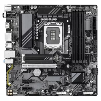 Płyta główna GIGABYTE B760M DS3H WIFI6E GEN5 - obsługuje procesory Intel Core 14. generacji, 6+2+1 faz cyfrowego VRM, do 5600 MHz DDR5, 2x PCIe 4.0 M.2, Wi-Fi 6E, 2,5 GbE LAN, USB 3.2 Gen2
